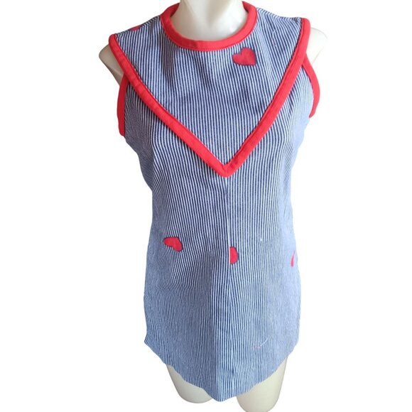 Vintage Small Mini Dress 1970's 1of1 Handmade Sleeveless Heart Love Stretch Thic - Picture 1 of 7